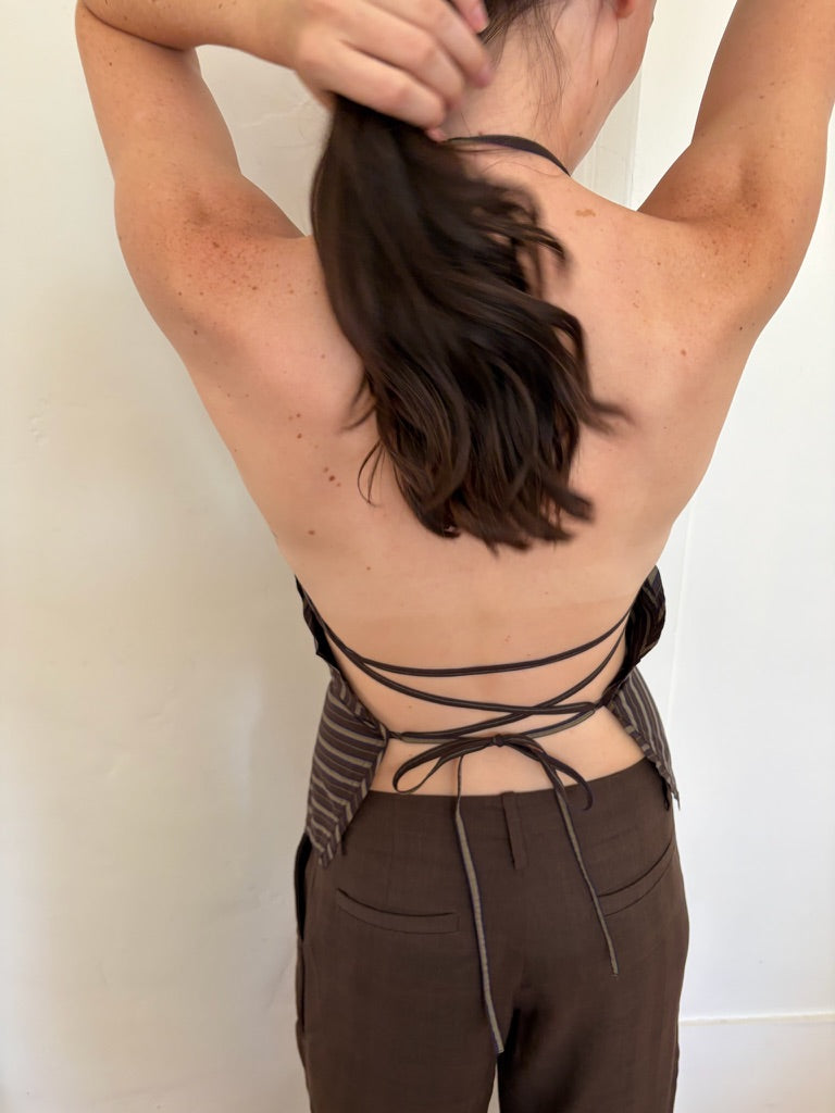 Apron Top - Green Stripe