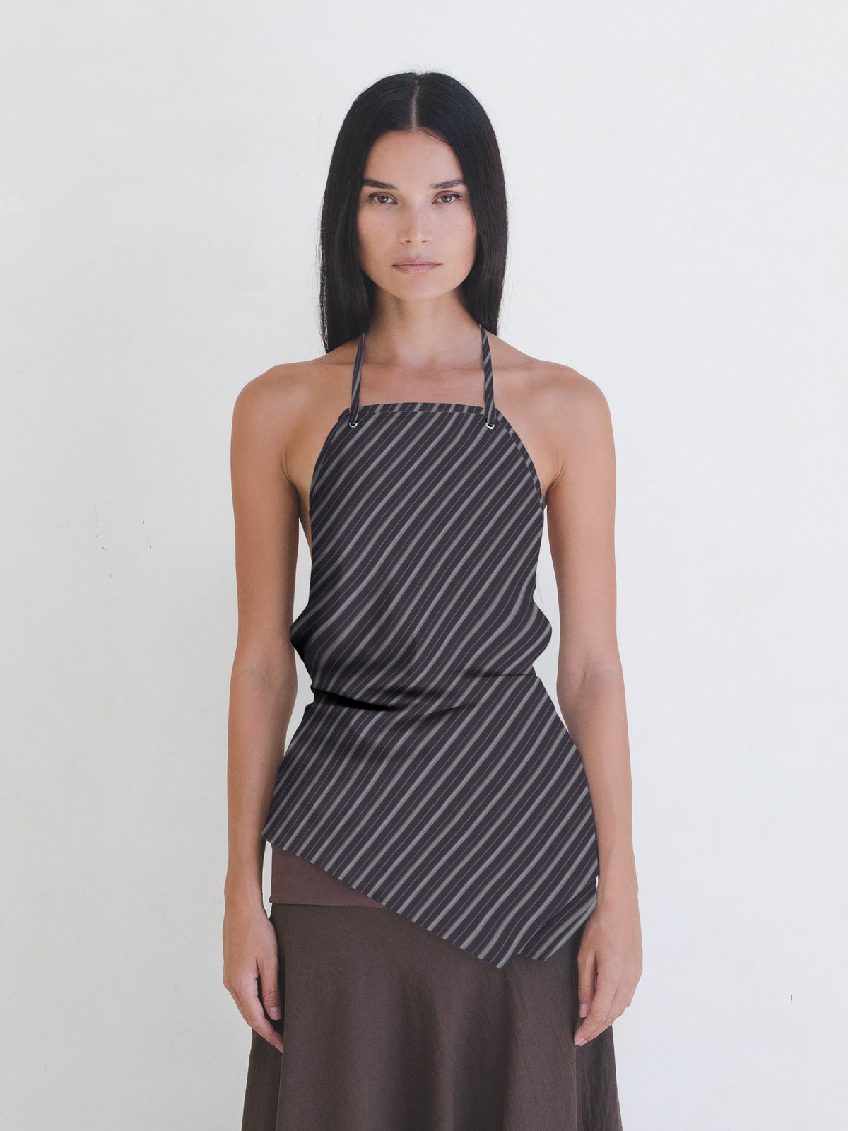 Apron Top - Green Stripe