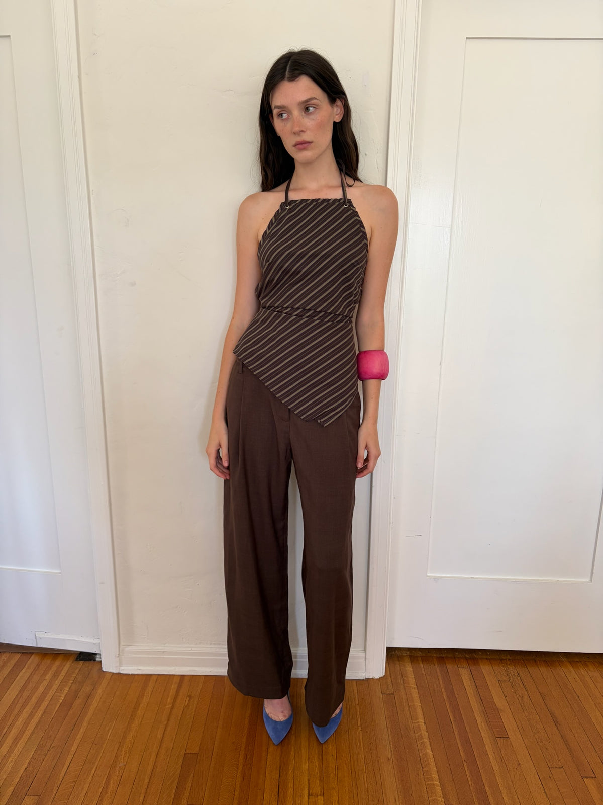 Apron Top - Green Stripe
