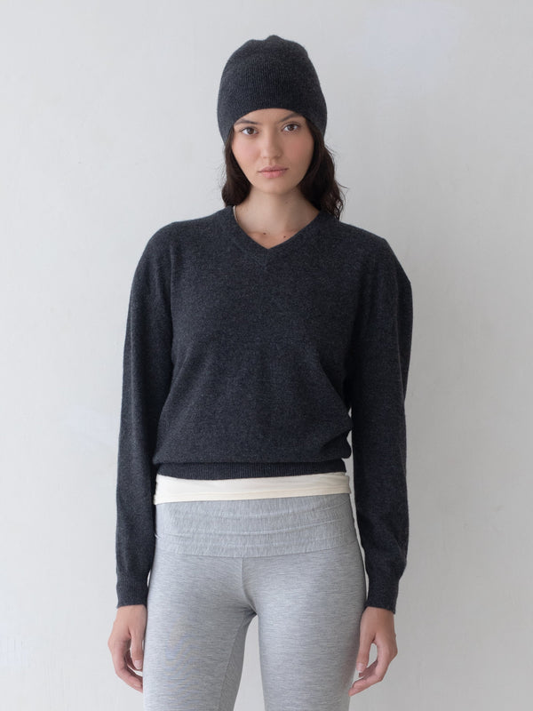 Cashmere Knit Cap - Charcoal