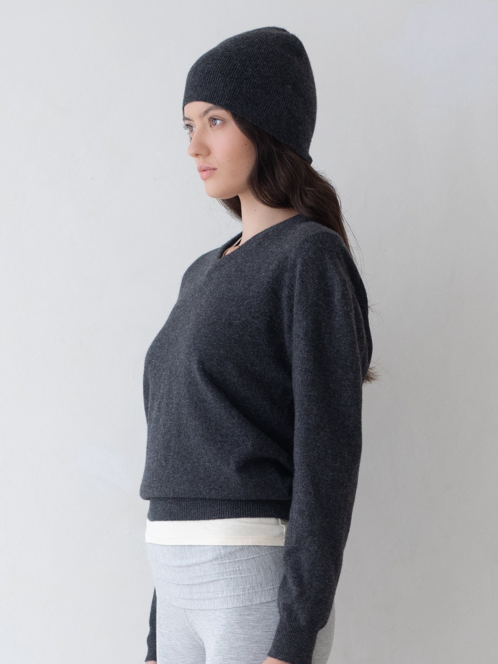 Cashmere Knit Cap - Charcoal